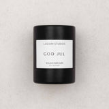 Lagom Studios_Vegane Duftkerze im Keramikgefäß_Schwarz_GOD JUL_Christmas